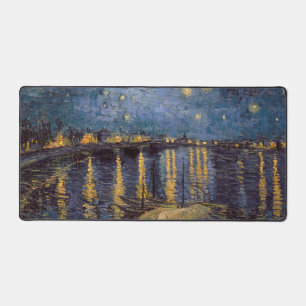 Starry Night Over Rhone River by Vincent Van Gogh Desk Mat
