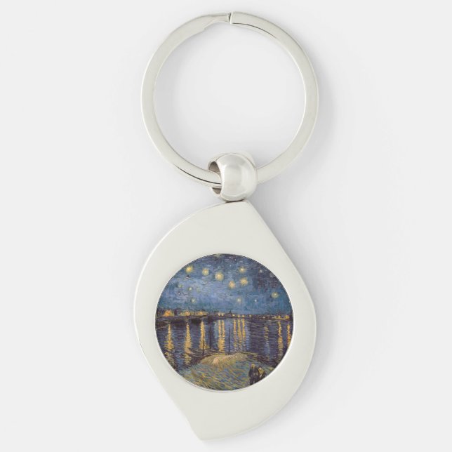 Starry Night Over Rhone River by Vincent Van Gogh Key Ring (Front)