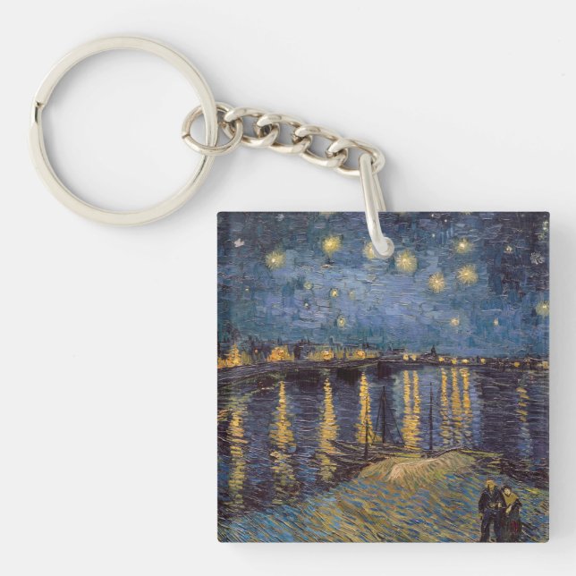 Starry Night Over Rhone River by Vincent Van Gogh Key Ring (Front)