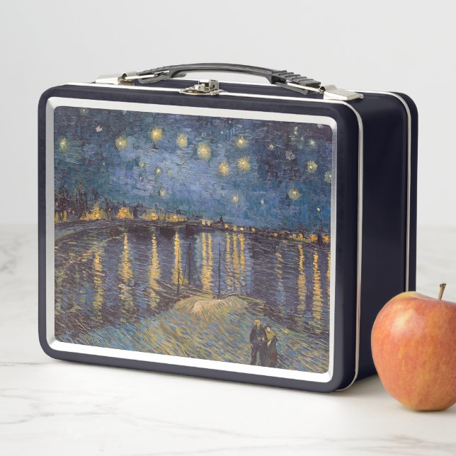 Starry Night Over Rhone River by Vincent Van Gogh Metal Lunch Box (In Situ)