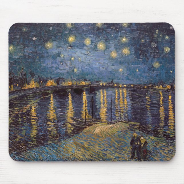 Starry Night Over Rhone River by Vincent Van Gogh Mouse Pad (Front)