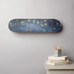 Starry Night Over Rhone River by Vincent Van Gogh Skateboard