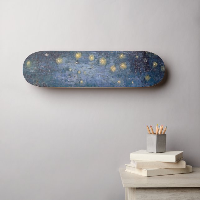 Starry Night Over Rhone River by Vincent Van Gogh Skateboard (Wall Art (Horz))