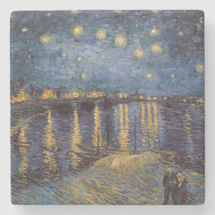 Starry Night Over Rhone River by Vincent Van Gogh Stone Coaster