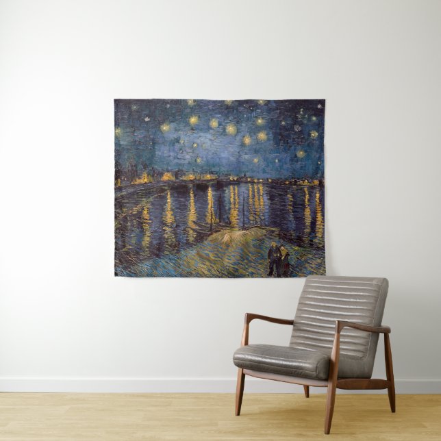 Starry Night Over Rhone River by Vincent Van Gogh Tapestry (In Situ (Horizontal))