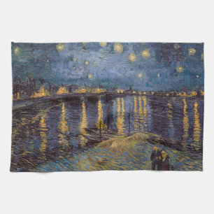 Starry Night Over Rhone River by Vincent Van Gogh Tea Towel