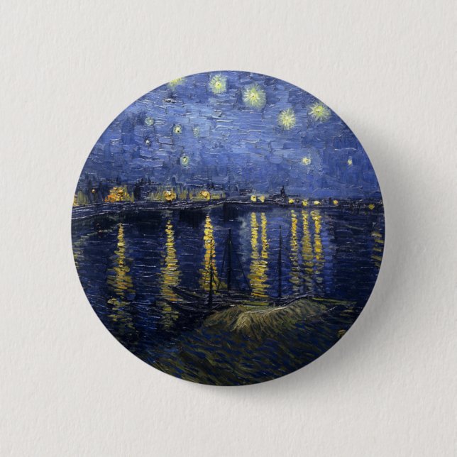 Starry Night Over the Rhône 6 Cm Round Badge (Front)