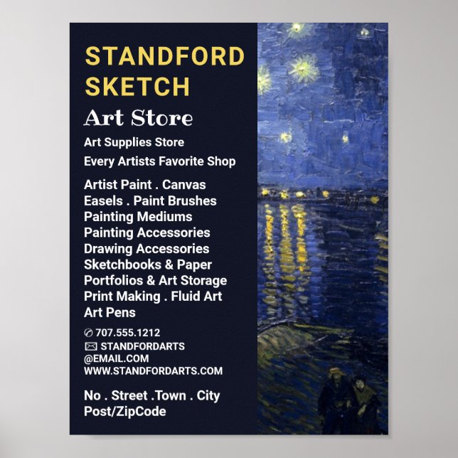 Starry Night Over The Rhone, Art Supplies Store Poster (Front)
