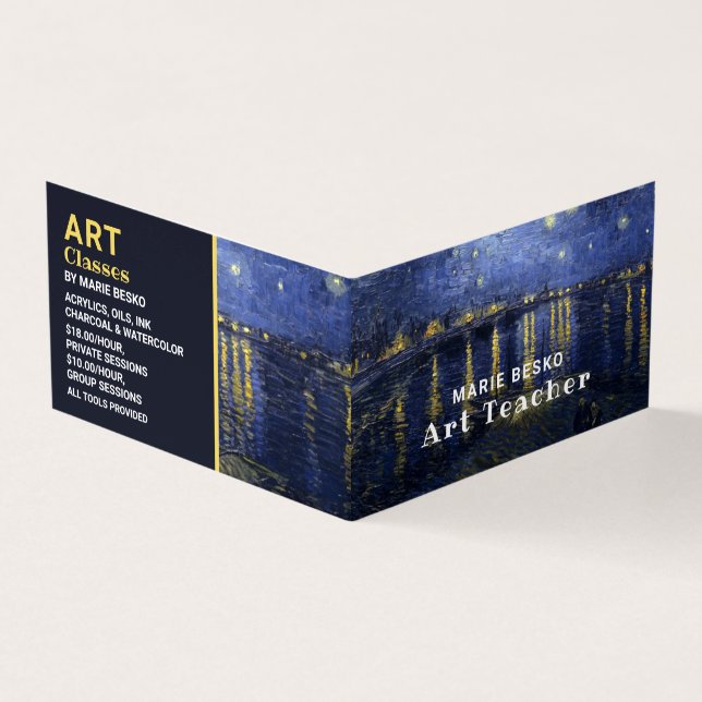 Starry Night Over The Rhone, Art Teacher, Detailed Business Card (Outside)