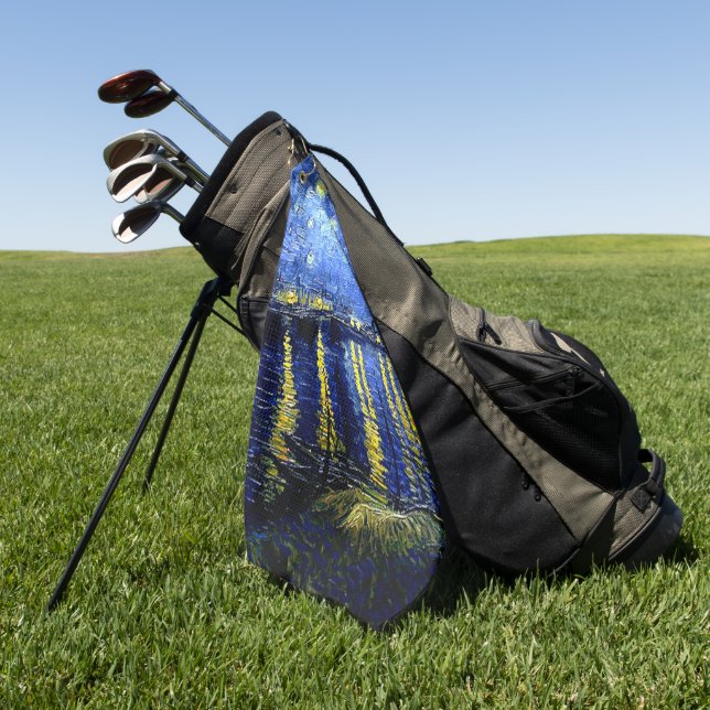 Starry Night over the Rhone by van Gogh Golf Towel (Green)