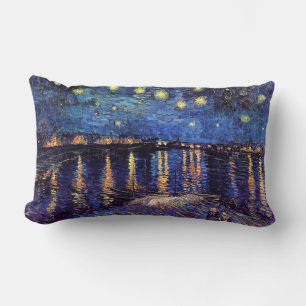 Starry night over the Rhone by Van Gogh Lumbar Cushion