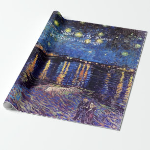 Starry Night over the Rhone by Van Gogh. Vintage Wrapping Paper