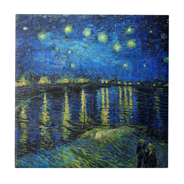 Starry Night Over the Rhone by Vincent Van Gogh Ceramic Tile (Front)