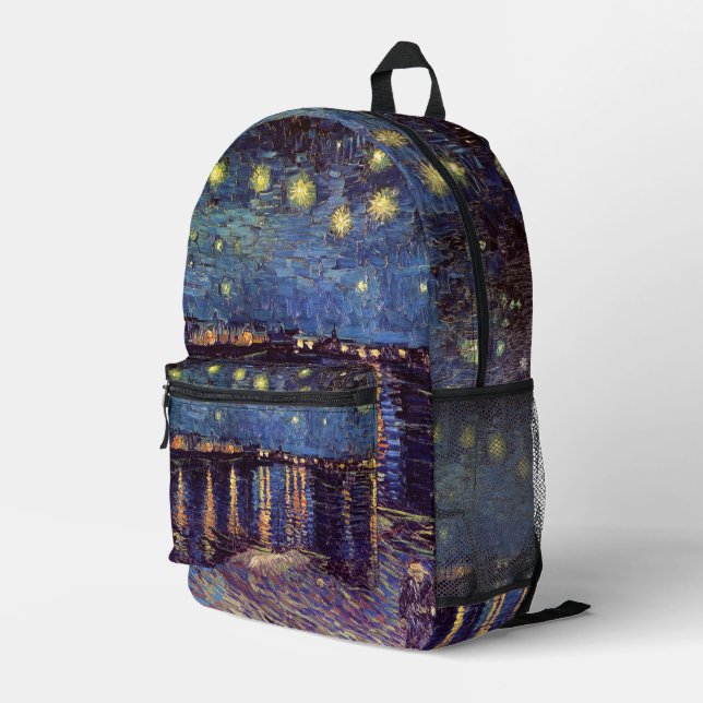 Starry Night Over the Rhone by Vincent van Gogh Printed Backpack (Back Corner Right)