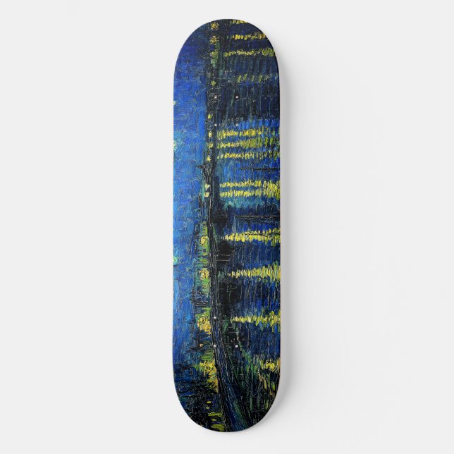 Starry Night Over the Rhone by Vincent Van Gogh Skateboard (Front)
