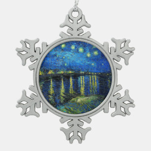 Starry Night Over the Rhone by Vincent Van Gogh Snowflake Pewter Christmas Ornament
