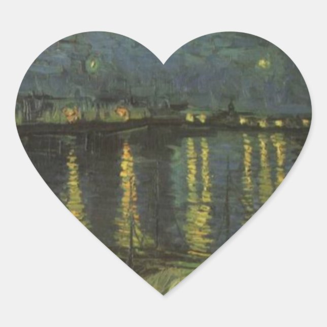 Starry Night Over the Rhone Heart Sticker (Front)