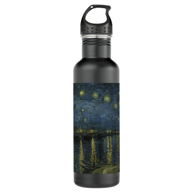 Starry Night Over the Rhône, oil painting Van Gogh 710 Ml Water Bottle (Front)