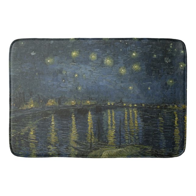 Starry Night Over the Rhône, oil painting Van Gogh Bath Mat (Front)