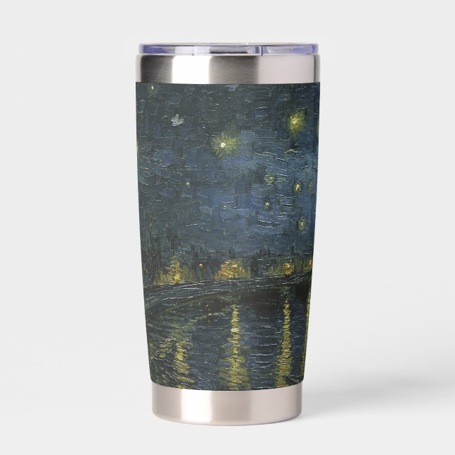 Starry Night Over the Rhône, oil painting Van Gogh Insulated Tumbler (Front)