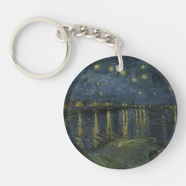 Starry Night Over the Rhône, oil painting Van Gogh Key Ring (Front)