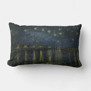 Starry Night Over the Rhône, oil painting Van Gogh Lumbar Cushion