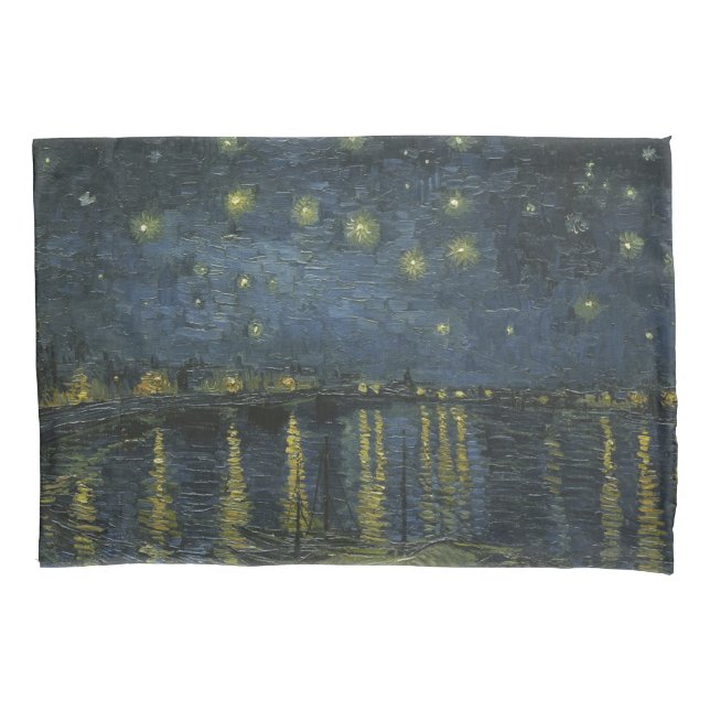 Starry Night Over the Rhône, oil painting Van Gogh Pillowcase (Front)