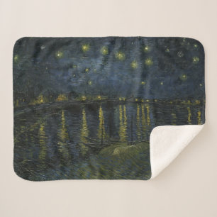 Starry Night Over the Rhône, oil painting Van Gogh Sherpa Blanket