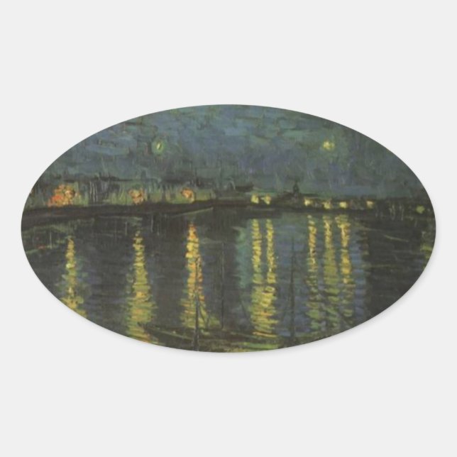 Starry Night Over the Rhone Oval Sticker (Front)