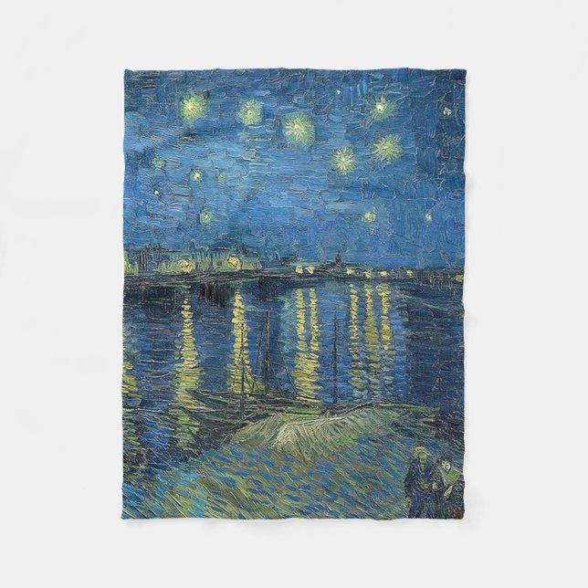 Starry Night Over the Rhone, Van Gogh, 1888 Fleece Blanket (Front)