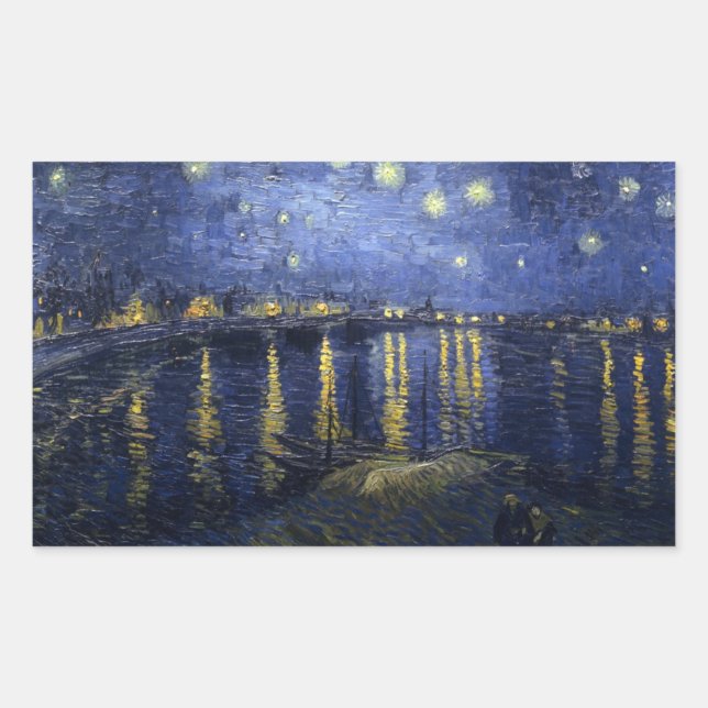 Starry Night Over the Rhone - Van Gogh (1888) Rectangular Sticker (Front)