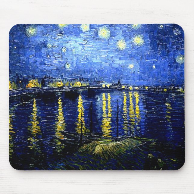 Starry Night over the Rhone, van gogh artwork Mouse Pad (Front)