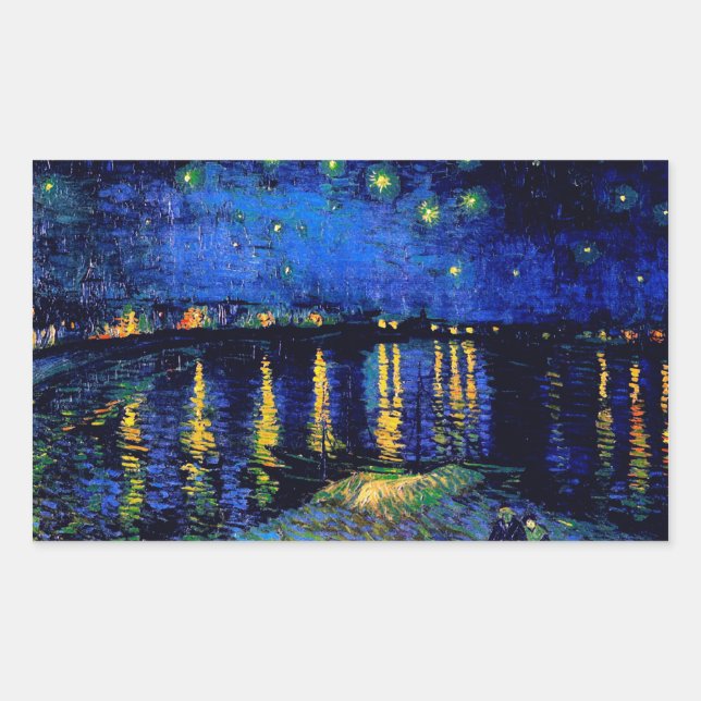 Starry Night Over the Rhone Van Gogh Fine Art Rectangular Sticker (Front)