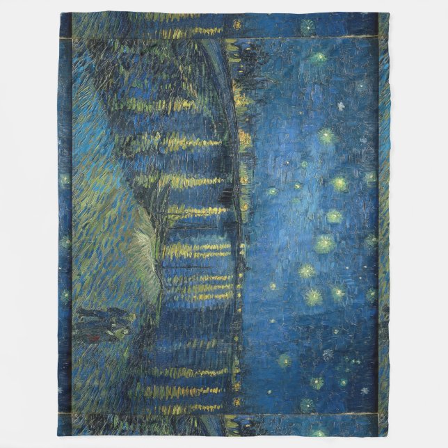 Starry Night Over The Rhone Vincent van Gogh Fleece Blanket (Front)