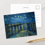 Starry Night Over the Rhône | Vincent van Gogh Postcard<br><div class="desc">Starry Night Over the Rhône (1888) by Vincent van Gogh is a mesmerising Post-Impressionist painting that captures a serene nighttime view of the Rhône River in Arles, France. The artwork features a deep blue sky adorned with shimmering golden stars and their reflections on the water. In the foreground, two figures...</div>