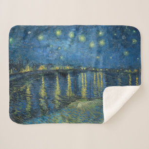 Starry Night Over the River Rhone (by van Gogh) Sherpa Blanket