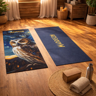 Starry Night Owl Yoga Mat