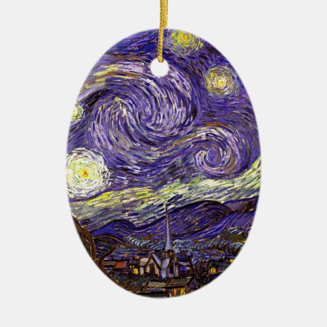 Starry Night painting by artist Vincent Van Gogh Ceramic Ornament (Front)