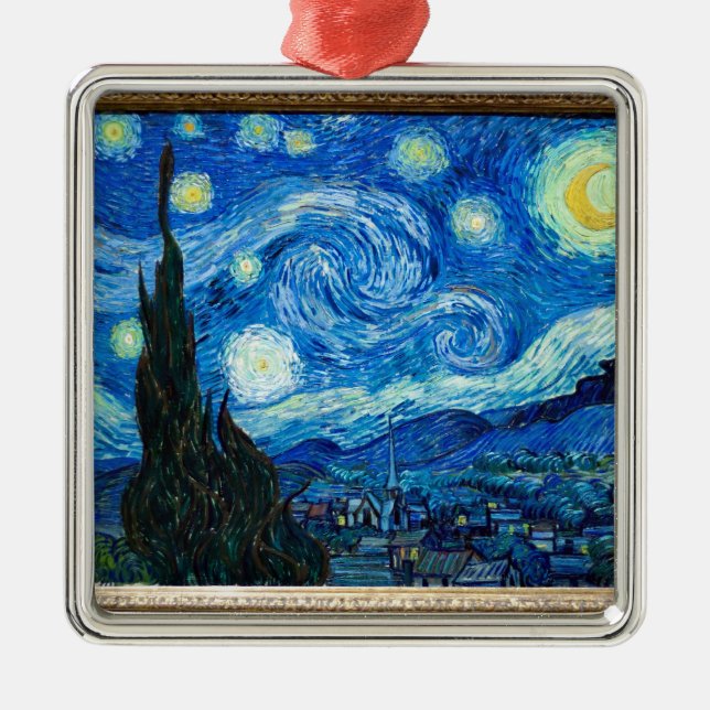 Starry Night Painting By Painter Vincent Van Gogh Metal Ornament (Front)