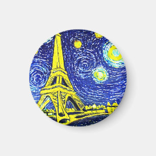 Starry Night Paris France Magnet