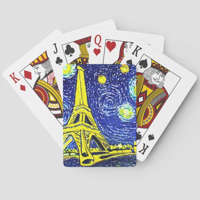 Starry Night Paris France Playing Cards (Back)