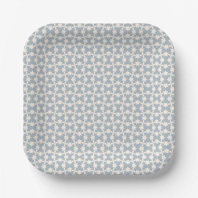 Starry Night Pattern Square Baby Shower Plate (Front)