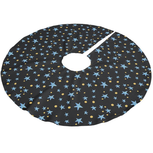Starry Night Patterned Christmas Brushed Polyester Tree Skirt (Angled)