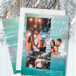 Starry Night Peace on Earth 3 Photo Collage Green Holiday Card<br><div class="desc">Create your own 3 photo collage holiday card, with Peace on Earth hand lettering, on a starry night background. The design features watercolor brush strokes, in shades of green mint pink and grey, with stars, starlight glow and gold dust. Peace on Earth is lettered in modern script calligraphy, which you...</div>