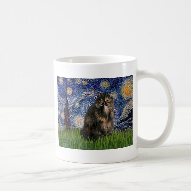 Starry Night - Persian Calico cat Coffee Mug (Right)