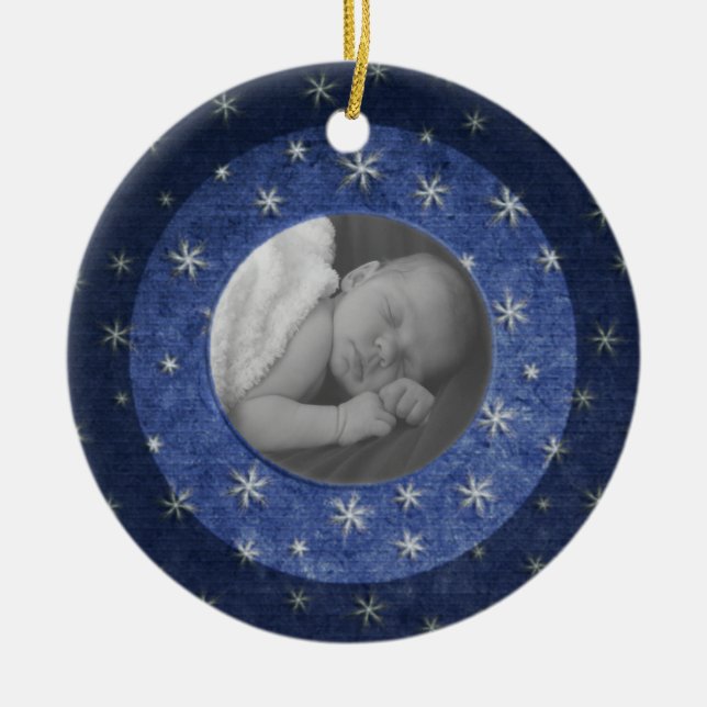 Starry Night Photo Keepsake Ceramic Ornament (Front)