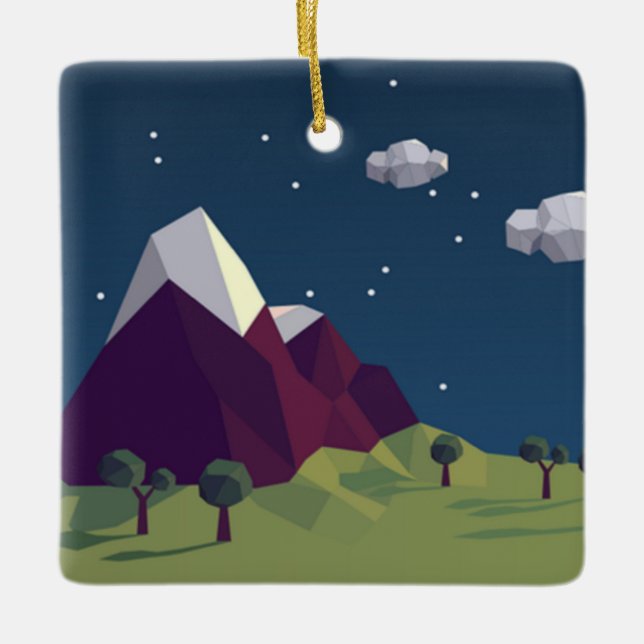 Starry night picture ceramic ornament (Front)