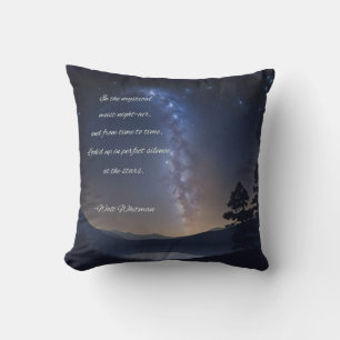 Starry night poetry quote with Walt Whitman text Cushion