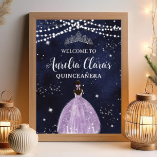 Starry Night Purple Lilac Dress Silver Quinceañera Poster