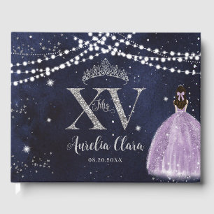 Starry Night Purple Lilac Quinceañera Birthday Guest Book